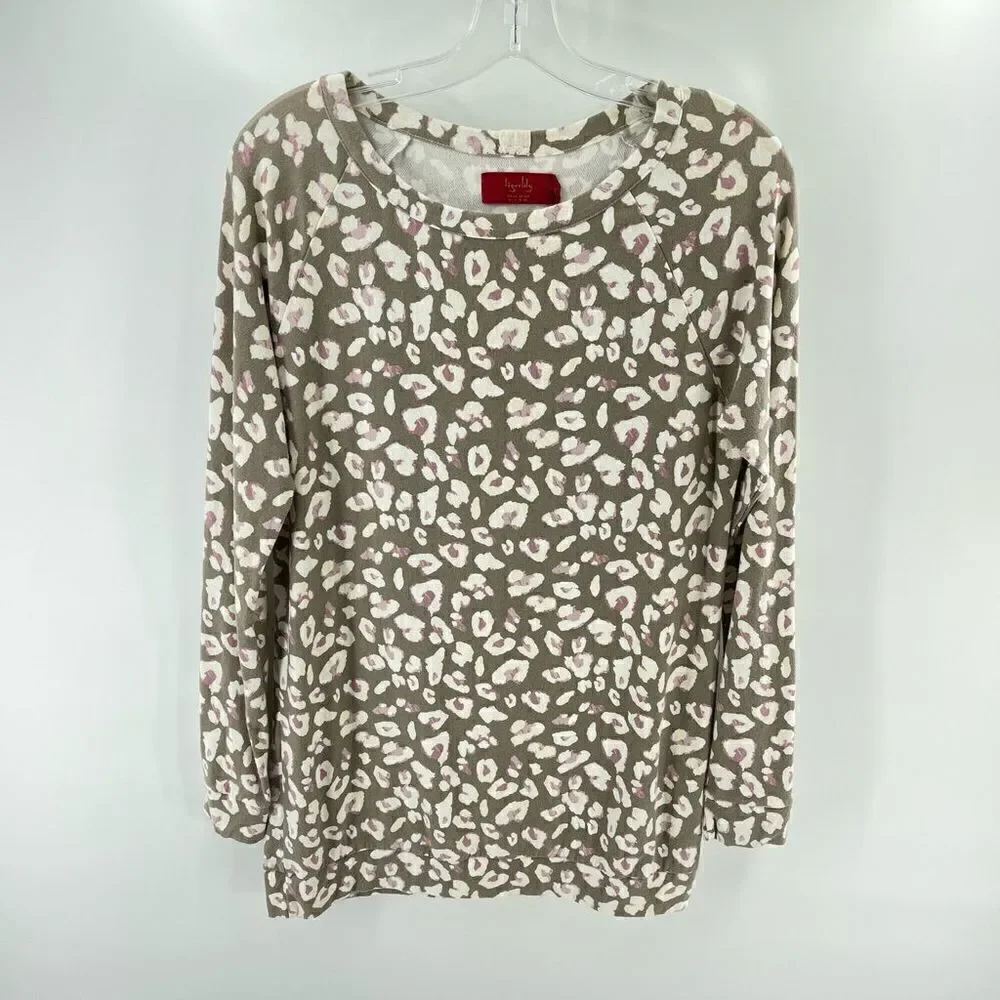 Tigerlily stretch cotton modal leopard print animal tunic mini dress sweatshirt